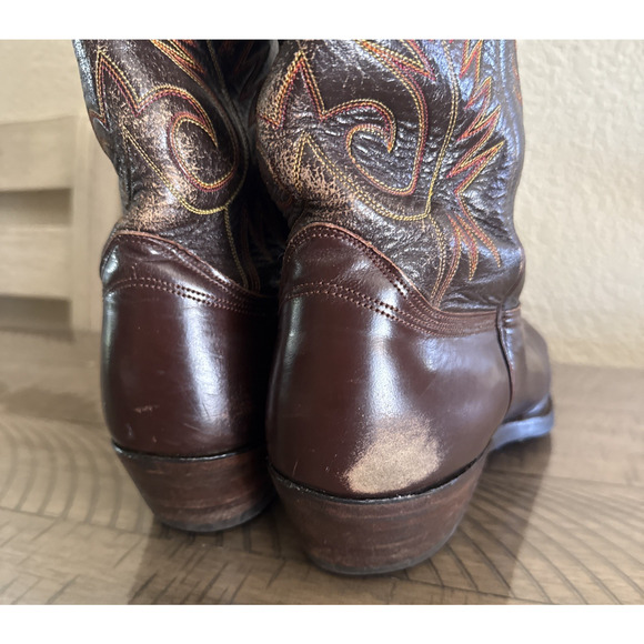 Vintage Exotic Nocona Men\'s Cowboy Boots Size 14 E Made In USA Brown Rare main image 8